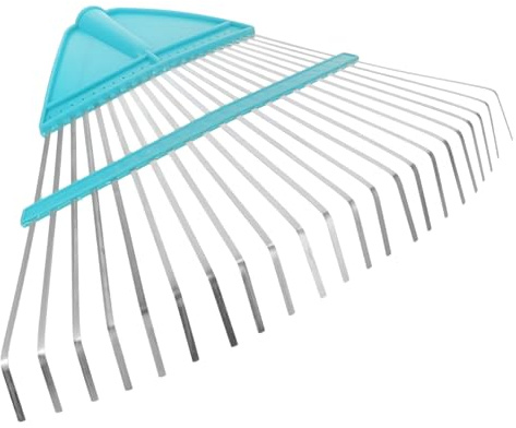 Homoyoyo Rastrillo para Césped y Hojas Dientes de Acero, Herramienta Manual para Limpieza en Jardines, Huertos y Áreas Verdes