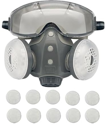 Masque respiratoire | Filtre de protection intégral avec lunettes – Masque respiratoire industriel, pour le travail du bois, le soudage, le meulage, l'industrie de la construction et l'agriculture