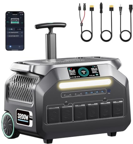 IEE 3200W (6400W) Centrale Elettrica Portatile P3200, 2048Wh Generatore Solare con Batteria LFP4, APP, Ricarica 0-80% in 45 min, 16 Porte, Portable Power Station per casa, Campeggio e Camper