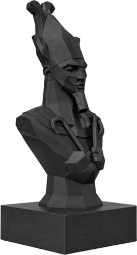 Estatua Osiris 25 cm – Dios Egipcio de la Resurrección – Busto Low Poly Negro – Escultura Moderna Geométrica – Decoración Hogar Elegante – Figura Egipto Antiguo Coleccionable