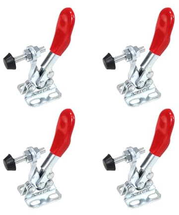 POWERTEC 4PK Toggle Clamp, 60 lbs Holding Capacity, 201A Quick Release Horizontal Clamps w/Antislip Rubber Pressure Tip for Woodworking Jigs and Fixtures, Welding, Drill Press, Crosscut Sled (20329)