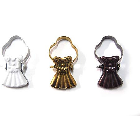 TENDAGGIMANIA Ganci per Tende da Interno Pinze-Colore: Bronzo- Clip Mollette per Tende Stile Barocco (Confezione 10 Pezzi)