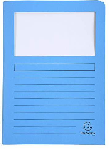 Exacompta - Réf. 50550E - Paquet de 50 chemises à fenêtre sans plastique avec soufflet Super 160 g/m² - couleurs pastel - chemises certifiées PEFC™ - dimensions 22 x 31 cm - 5 couleurs assorties