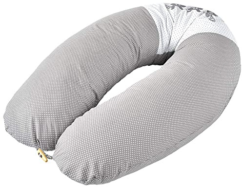 sei Design Stillkissen Mikroperlen XXL Lagerungskissen Schwangerschaftskissen Seitenschläferkissen 190x30 cm groß (Bezug 3 Waschbären Holzknopf, Füllung EPS Mikroperlen)