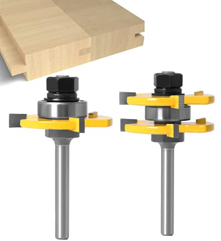 Fresa Scanalatura Set 6mm - APLUS 2Pz Fresa a Disco per Linguette e Scanalature, 3 Denti a Forma T Punte di Falegnameria, Strumento di Lavorazione del Legno e Fai da Te