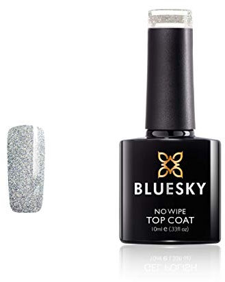 Bluesky Gel Nail Polish, Glitter No Wipe Top Coat, Make a Wish, GTC02, 10 ml (Requires Curing Under UV LED Lamp)