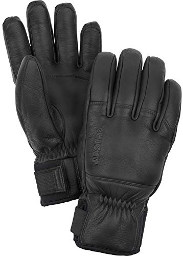 HESTRA Omni 5-Finger Handschuh, Black, M | G-Loft Isolierung für zuverlässige Wärme, Sicherheitsschlaufen gegen Verlieren, ideal für Piste, Powder und Touren