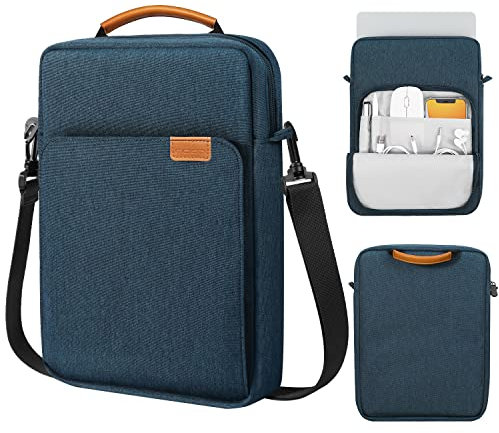 MoKo Custodia PC Portatili da 13,3-14 con Maniglie e Tracolla per MacBook Air 13 M3 M2 2024-2018, MacBook PRO 14 M3 M2 2024-2021, Tab S8 Ultra 14.6, Indaco