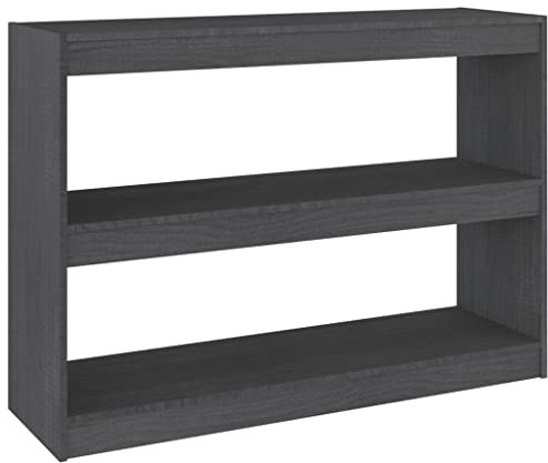 vidaXL Massivholz Kiefer Bücherregal Raumteiler Standregal Aktenregal Raumtrenner Regal Wandregal Büroregal Mehrzweckregal Grau 100x30x71,5cm