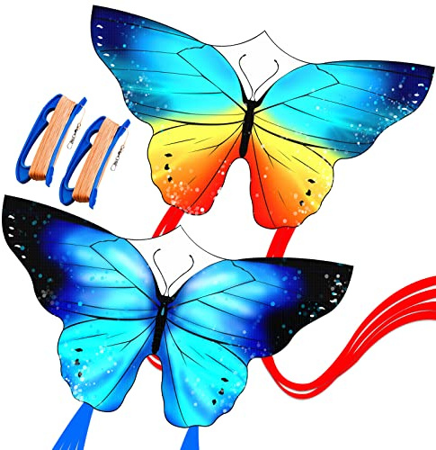 Kaiciuss 2 Pack Butterfly Kites for Kids and Adults Easy to Fly, Large Single Line Beach Kite for Teens, Easy Flying Kite for Boys and Girls