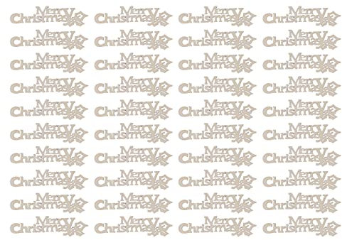 Merry Christmas - 40 rebanadas de madera para árbol de Navidad - Adornos artesanales de madera sin terminar