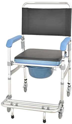 Sedia da toilette per comodino con assistenza per la mobilità personale, sedia a rotelle per toilette da doccia, sedia a rotelle per il trasporto 4 in 1