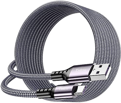 Txtcu Long USB C Cable 5M, USB Type C Charger Cable Braided PS5 Controller Charging Cable Compatible for Samsung Galaxy /S21/S20/S10,Note 10 9 8,Playstation 5,Xbox,Switch,Huawei P30,Xiaomi,Sony Xperia