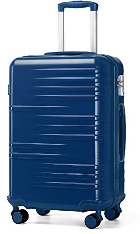 British Traveller Valise Grande Taille Valises Soute, Valise Rigide Trolley Ultra Légère en ABS+PC, Valise de Voyage avec roulettes 4x360 degrés et Serrure TSA, 74.5x49x30.5 cm (Marine)
