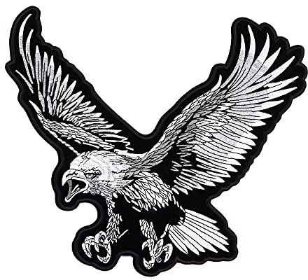 KENID 5 parches de 30 cm de tamaño grande con águila valiente negra para ropa, bordado punk, rock, bicicleta, parche grande bordado para motociclista, parche para ropa de motocicleta