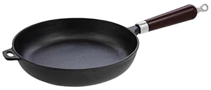Luckyberg Gusseisepfanne, Pfanne mit abnehmbarem Griff zur praktischen Aufbewahrung | Für alle Herdarten, Grillfpanne mit Griff für gesundes Kochen und Braten. (⌀ 24cm)