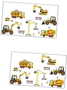 ibasenice 2blätter Cartoon Truck Wandsticker Für Kinderzimmer Selbstklebende Dekoration Für Schlafzimmer Und Spielzimmer Einfache Anwendung Abnehmbar Und