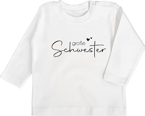 Baby Langarmshirt - Große Schwester - Big Sister - 12/18 Monate - Weiß - ich werde Grosse Schwestern t-Shirt Shirt sis Tshirt Geschenkideen+für+Geschwister Langarm große+Schwester+Geschenk