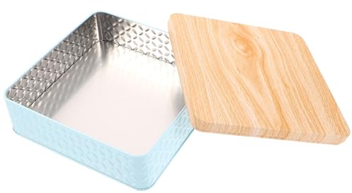 Gatuida Box Iron Box Cake Biscuits Tin Baking Cake Container Round Cookie Tins with Lids Christmas Treat Empty Cookie s Christmas Small Case Tea Leaf Wood