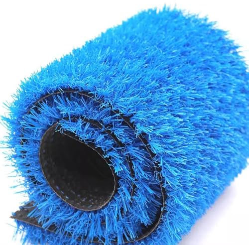 YJEUZCD Rasenteppich, 0,98 Zoll Dick Schneidbar Rasenteppichmatte Entwässerungslöcher, Landschaft Garten Spielplätze Farbig Dekorativ Künstlicher Grasteppich (Farbe : Blau, Größe : 59.10X197.00in)