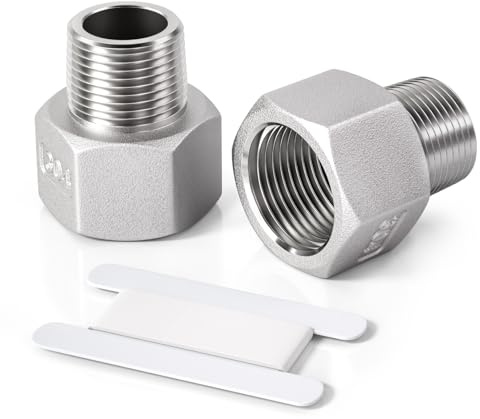 Bwintech 2 Pcs 1/2 Male to 3/4 Female BSP Thread Stainless Steel 304 Hex Bushing Reducing Connector for Pipe Connecting Conversion