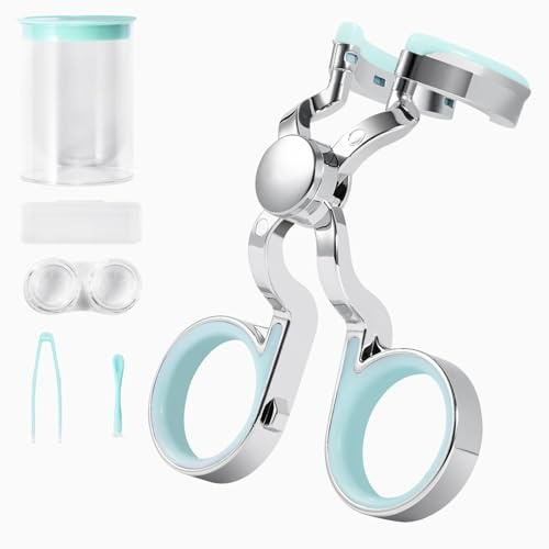 MUQING Daily Contact Lens Wearing Aids - Soft Silicone Remover and Insertion Tool Set Includes Tweezers, Case and Plunger Suction Cup (Green)