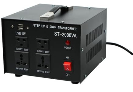 Transformador, transformador de alta potencia de 220 V a 110 V, conversión con un clic, protección contra sobrecarga adecuado para una variedad de aparatos eléctricos,2000VA