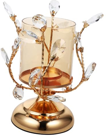Alipis Bougeoirs en Verre De Meubles Style Européen Mode en Verre Décorer Chic Vintage Thé Bougie Ornements Métal Lune Bougeoir Ensemble Table À Manger Maroc Abat-Jour
