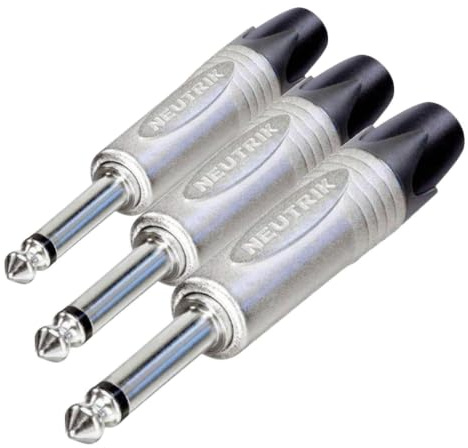 Neutrik NP2X Connettore jack (contatti zincati, Cassa in nichel, 2 poli, 6,35 mm, 1/4 pollici) (Confezione da 3)