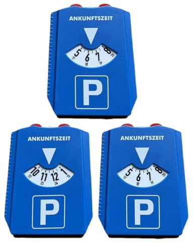 Parkscheibe, 3 Stück Parkuhr, Robuste Kunststoff Parkscheibe Timer, für Windschutzscheibe Parkuhr Europäische Parkuhr 24-Stunden-Zeitanzeige und Eiskratzer für Auto Winter Verpackung