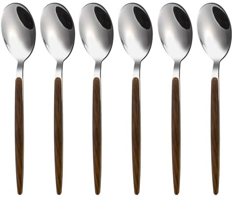 VANRA Coffee Spoons Teaspoons Set of 6 Mini Appetizer Spoon Dessert Serving Spoons Stainless Steel Small Tea Spoons Silverware 5.5 inch