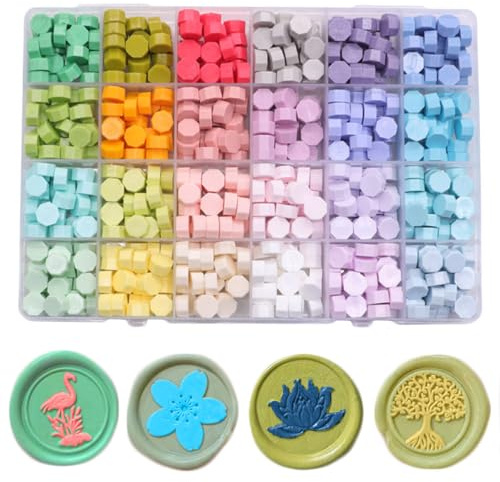 Ioggtser Wachs-Siegel-Perlen-Set - 24 Farben, 600 Stück Siegellackperlen für Stempel (Macaron Colors Series)