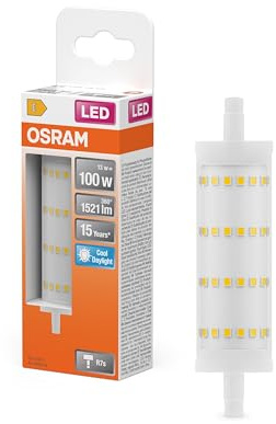 Osram LED Line multicolor LED-Lampe mit R7s-Retrofit-Sockel, 13 W / 1521 lm, klar, kaltes Tagesichtweiß mit 6500 K, nicht-dimmbar. IP20, bleifreies Glas, 28mm DM, 6-Pack