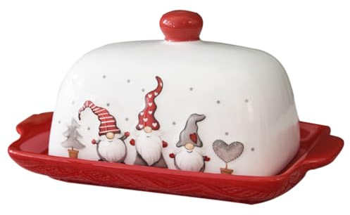 Zerodeko Butterdose Für Weihnachten Butterbehälter Aus Porzellan Butterteller Buttertablett Käsebehälterhalter Für Die Weihnachtsfeier Auf Der Küchenarbeitsplatte