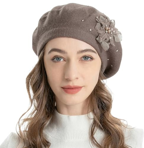ZLYC Baskenmütze für Damen, französisch, wendbar, Kaschmir, Baskenmütze