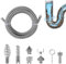 Rohrreinigungsspirale 5m, ø12mm Abflussreiniger Spirale, mit 6 Stück Abflussreiniger Schneidkopf und1elektrische Adaptern, Multifunktionale aus Stahl Rohrreinigungswelle(Galvanized)