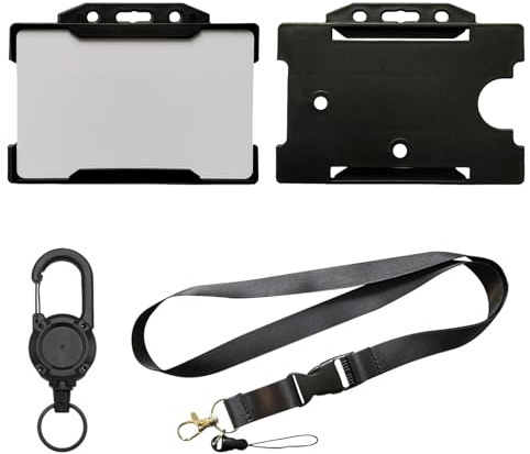 JSTHHTT Einziehbarer Ausweishalter, Einziehbares Schlüsselband mit Kartenhalter, Taktischer ID-Kartenhalter, ID-Kartenhalter, ID Card Holder, Schlüsselanhänger, Badge Kartenhalter, keybak, Schwarz