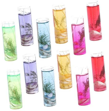 CHILDWEET 12stücke Mini-kerzen aus Jelly-wachs Farbenfrohe Tischkerzen Romantische Duftkerzen für Hochzeit und Party Hochwertige Materialien für Langlebigen Gebrauch Kerzen zum Verzieren
