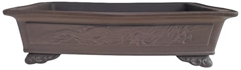 Genérico BIOMATA Macetas Bonsai Ceramica Rectangular 30x21,5x7,5 | Macetero Bonsai Hecho en Japón | Tiesto con Agujeros de Drenaje Color Gres sin Esmalte | Árbol no Incluido | Dos Tamaños a Elegir