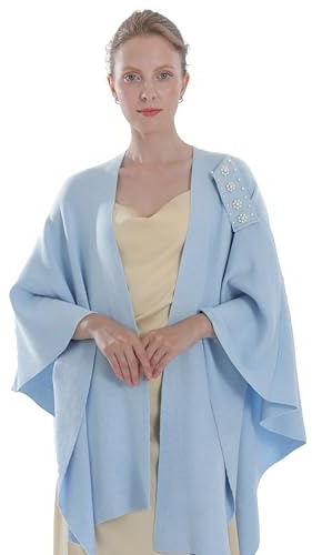 Miaikvs Womens Cross Front Shawl Wraps Elegant Reversible Oversized Poncho Cape Blanket Cardigans(Blue)