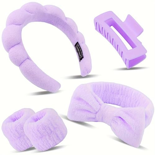 Bandeau Spa pour le Lavage du Visage,5 PCS Serre Tete Maquillage Bandeau Cheveux Femme pour Yoga Sport et Douche