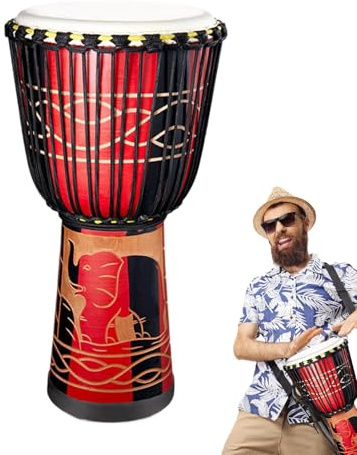 Huxibai Bongo Drum, Bongo Drums für Erwachsene, afrikanisch inspiriert, mehrfarbig, 20,3 cm, afrikanische Trommel, Percussion-Instrumente, Musik-Dekoration
