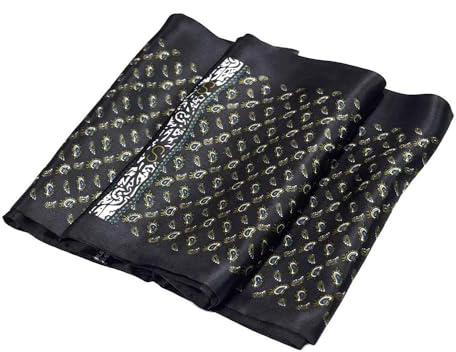 UK_Stone herr 100 % ren silkesscarf vintage klassiskt mönster dubbelskikt tryckt, #14 svart, en storlek