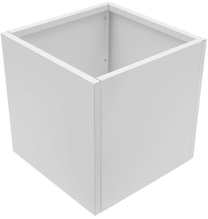 Treeisland Pot de fleurs carré 60 x 60 cm en acier pour jardin, terrasses, balcons, blanc