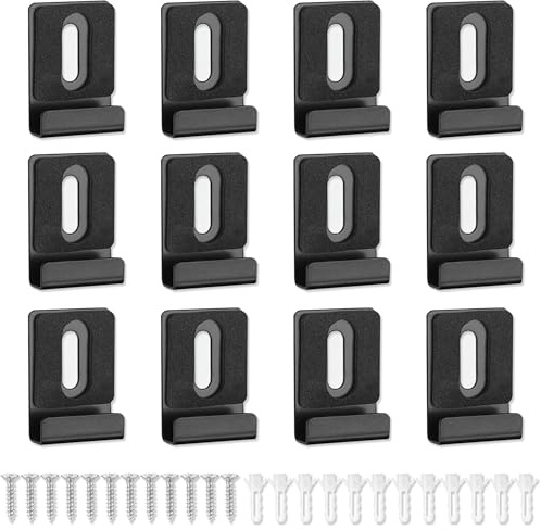 12 Pezzi Supporto per Specchio, Nero Ganci per Specchio con con Viti e Tubo Espansione, Clip per Specchi Reggi Specchio con Cuscinetti Gomma per Foto Specchi Cartelloni Pubblicitari