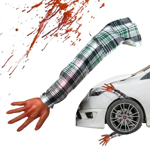 Générique Halloween-hand, 56 cm handspindel med rutigt tyghandtag, realistiska halloween-tillbehör, och skrämmande för pranks, skämt och cosplay