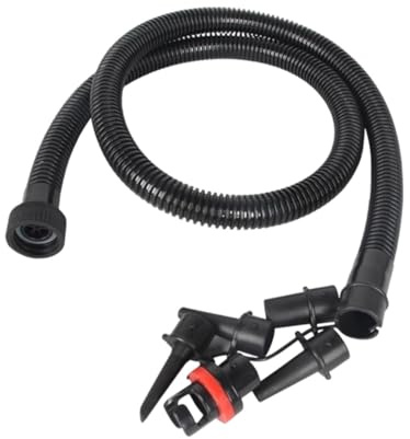 perfeclan Aufblasbarer Luftpumpenschlauch, Handpumpenschlauch, 1,2 m – Mit 5 Adapterdüsen Anschlussstück, Ersatz-Inflator-Zubehör für Kajak-Poolmatte, Schwimmring, Zelt
