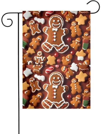 BROLEO Gingerbread Man Candy Printing Garden flagpole outdoor courtyard decoration fashion 12x18in ﻿