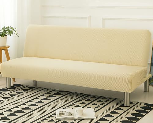 Copridivano senza braccioli, elasticizzato, per divano pieghevole senza braccioli, protezione lavabile per 2/3 posti, ideale per case con animali domestici o bambini, 14 opzioni di colore (beige, 190