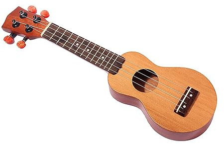Parliky 4 Saiten Mini Pocket Ukulele aus Massivem Fichtenholz mit Rückseite Saitiges Saiteninstrument mit Schallloch Hawaiianische Sopran Reise Ukulele für Anfänger